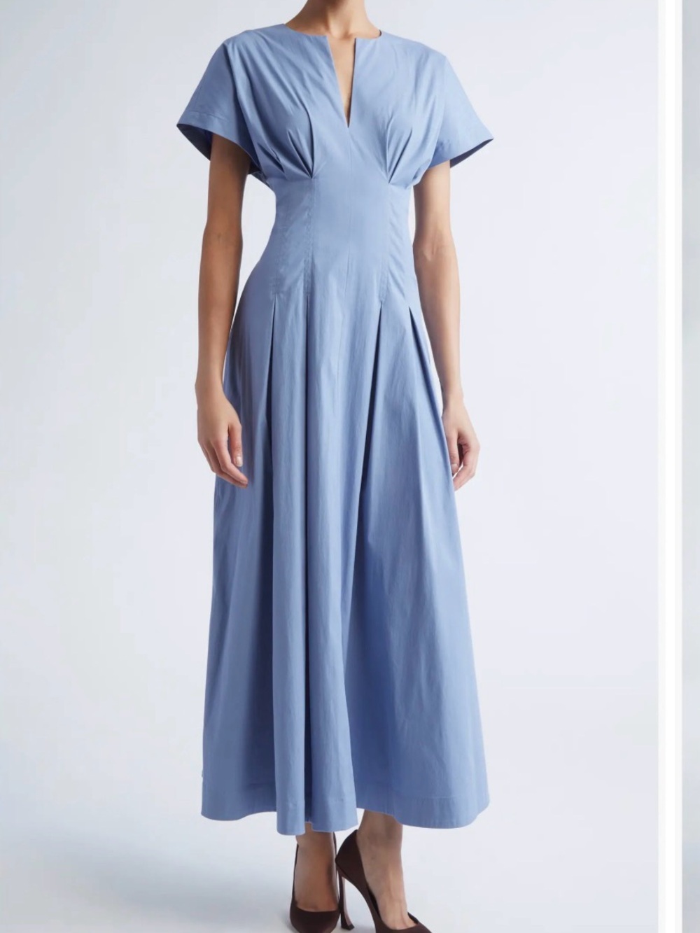 Lela Rose - Blue Smocked Cotton Dress